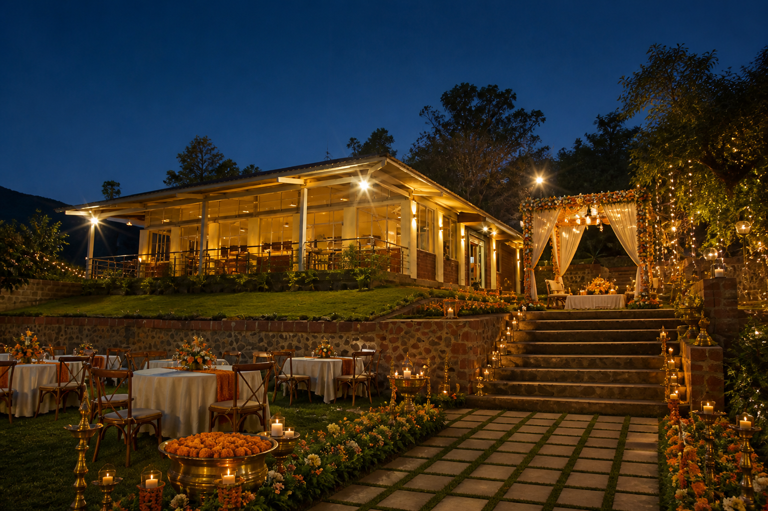 Shrileela event pavilion at night